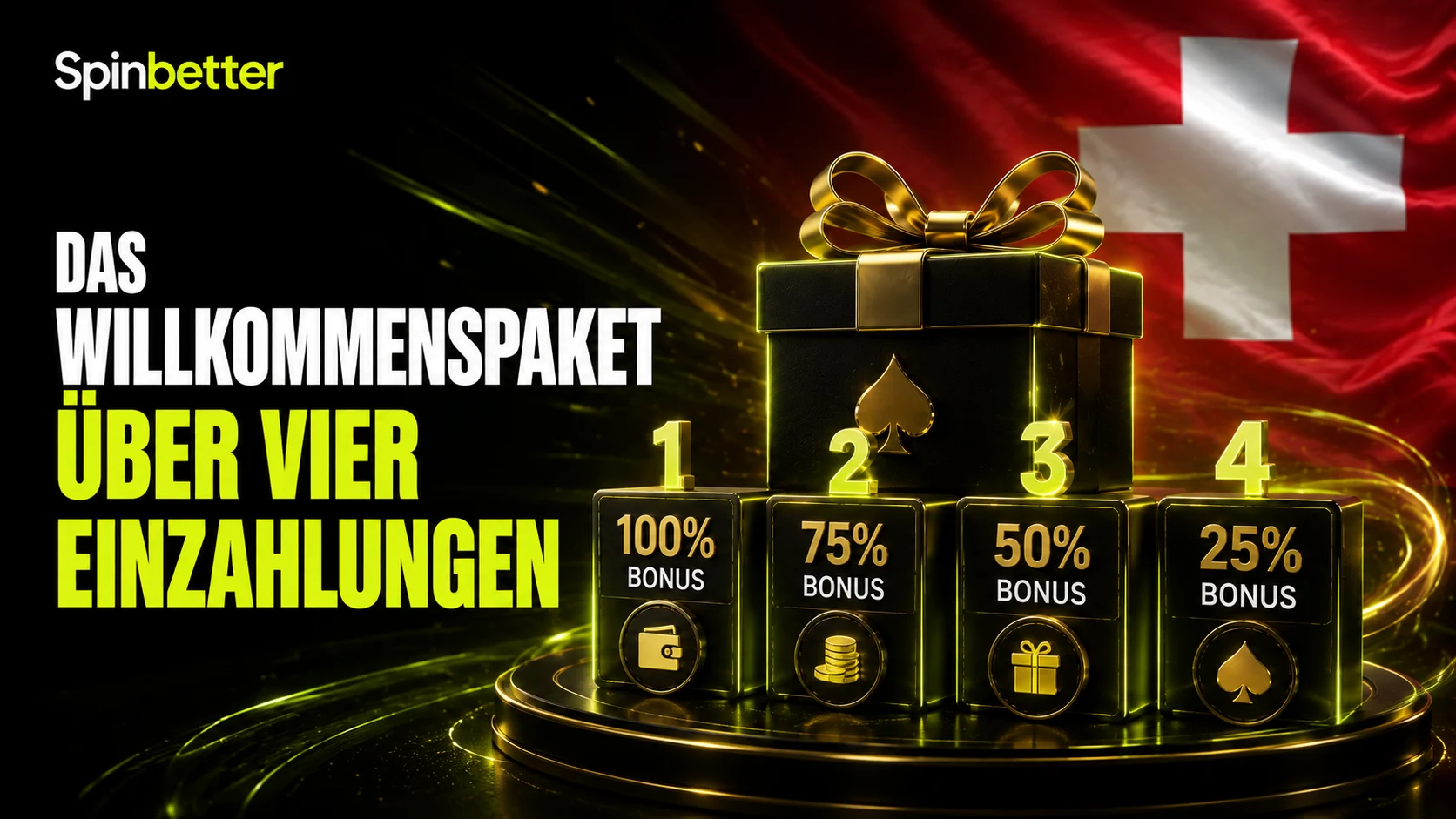 SpinBetter Willkommenspaket über vier Einzahlungen mit Freispielen